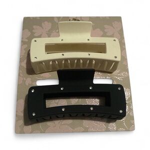 Elegant Black and Cream Hair Claw Set